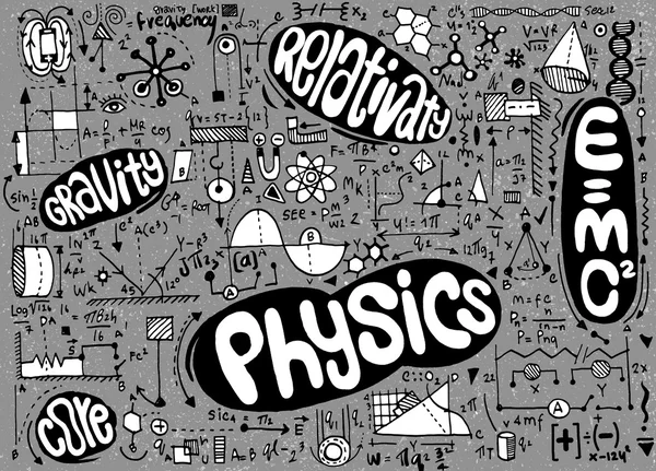 Fysikaliska formler och fenomen. handritad illustration. veten — Stock vektor