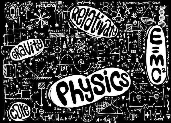Fysikaliska formler och fenomen. handritad illustration. veten — Stock vektor