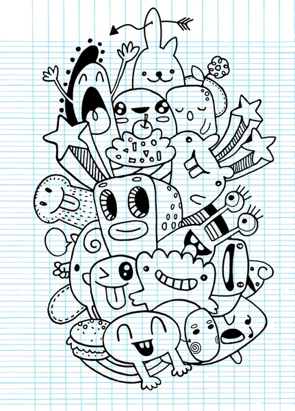 Illustration vectorielle de monstres et mignon alien amical — Image vectorielle