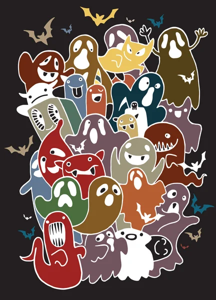 Verzameling van cute Halloween geest — Stockvector