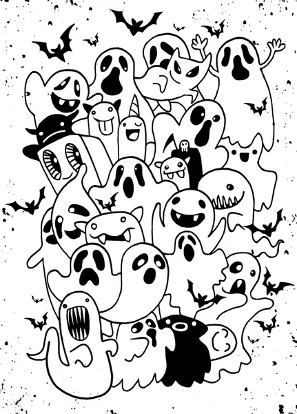 Set of cute Halloween Ghost — Stock Vector