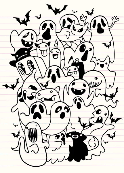 Verzameling van cute Halloween geest — Stockvector