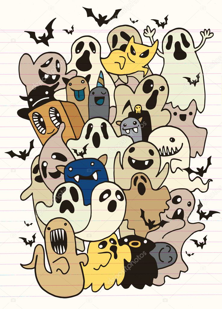 Set of cute Halloween Ghost