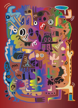 Canavarlar ve sevimli uzaylı Dostu, elle çizilmiş canavarlar koleksiyonu