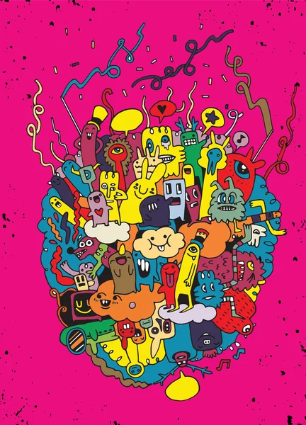 Canavarlar ve sevimli uzaylı Dostu, elle çizilmiş canavarlar koleksiyonu