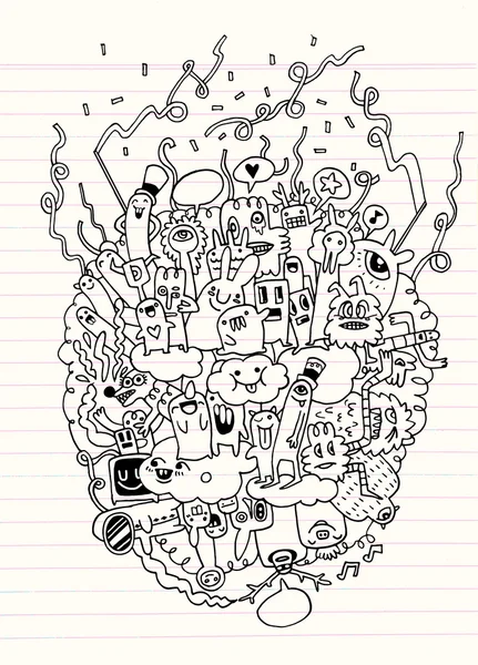 Canavarlar ve sevimli uzaylı Dostu, elle çizilmiş canavarlar koleksiyonu