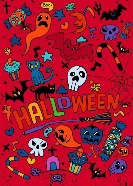 Halloween vakantie, achtergrond ontwerpconcept Doodle, vector illustratie — Stockvector