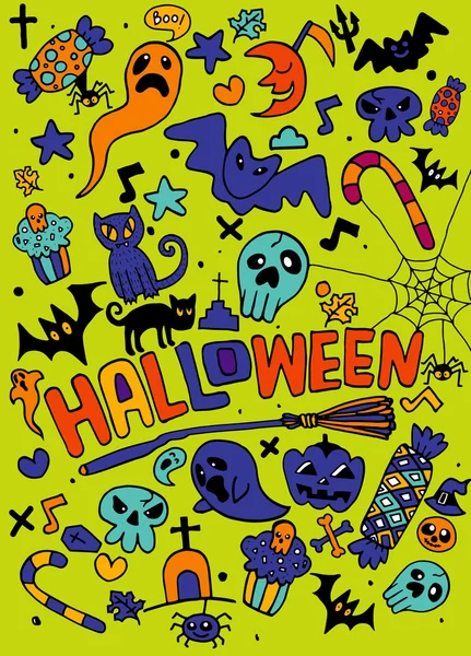 Cadılar Bayramı tatil, arka plan tasarım konsepti doodle, illüstrasyon vektör