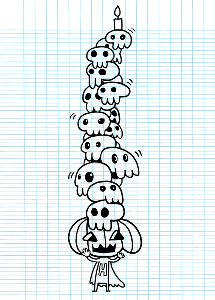 Roztomilé lebky doodle. — Stockový vektor