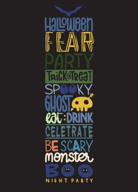 Cadılar Bayramı sözleri ve simgeler vektör arka plan