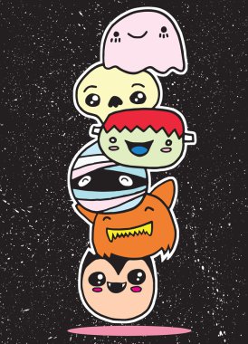 Halloween karakterler yüzler ayarla