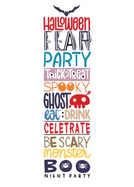 Cadılar Bayramı sözleri ve simgeler vektör arka plan