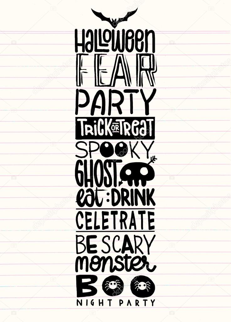 halloween words and icons background vector stock vector