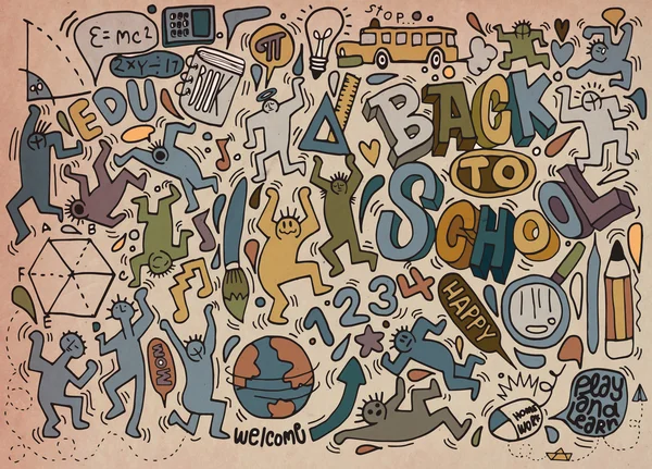 Terug naar school thema doodle achtergrond, School doodles, vector s — Stockvector