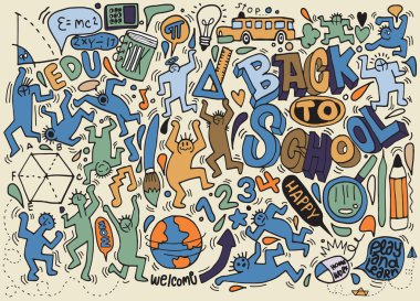 Okula dönüş temalı arka plan doodle, okul doodles, vektör s