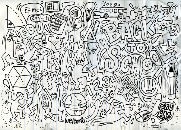 Back to school themed doodle background,School doodles, vector s — Stock vektor