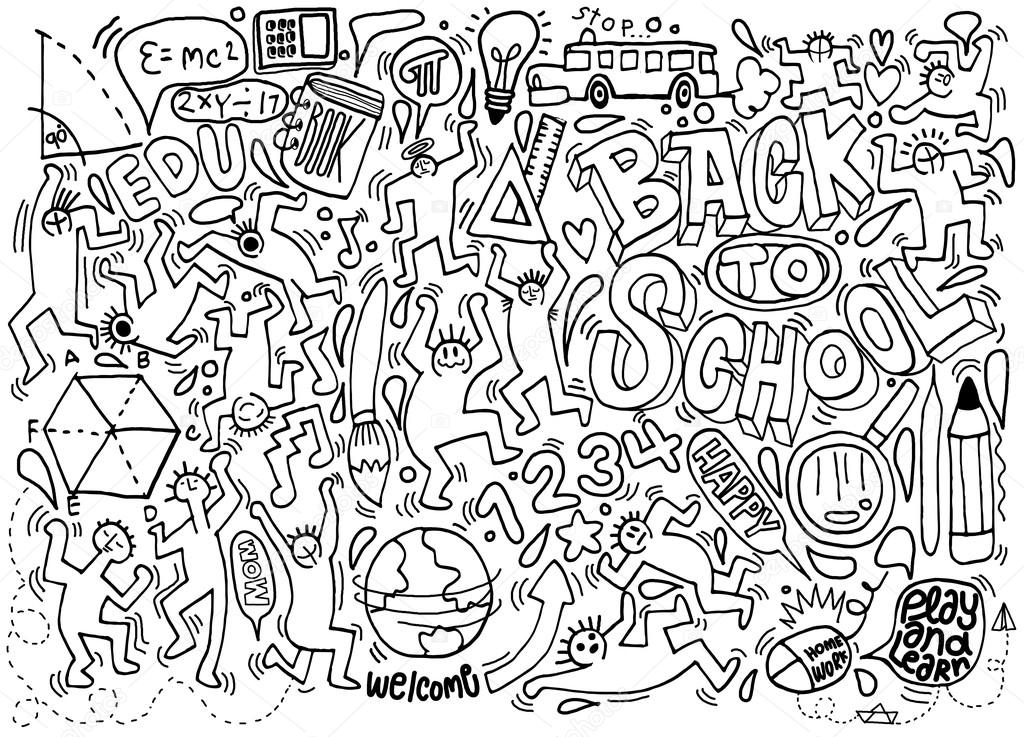 Back to school themed doodle background,School doodles, vector set