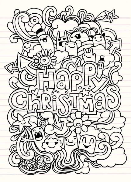 Ręcznie rysowane Boże Narodzenie ikony zestaw doodle, ilustracji wektorowych — Wektor stockowy