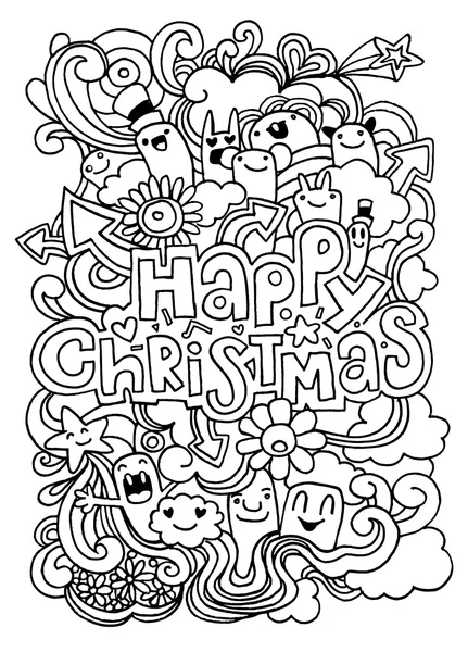 Hand getrokken Kerstmis pictogrammenset doodle, vectorillustratie — Stockvector