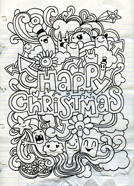 Handgezeichnetes Weihnachtssymbolset Doodle, Vektorillustration — Stockvektor
