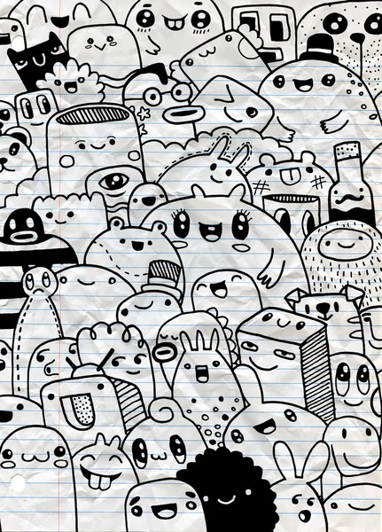Fun Cute Cartoon Monsters for Kids Design Collection, Hand drawn — стоковый вектор