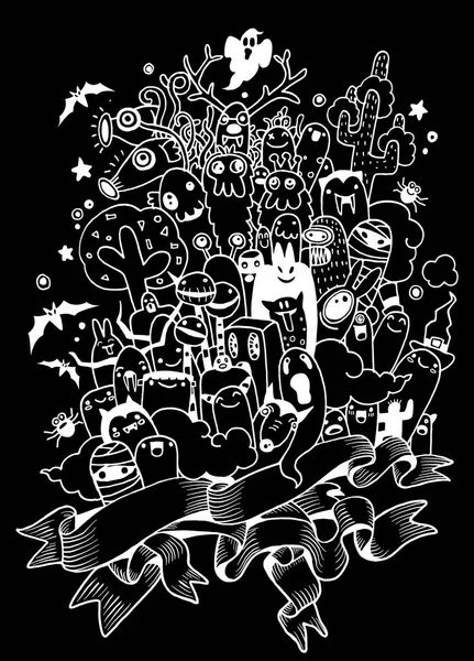 手描き Mad 醜いモンスターのセットです。ハロウィン poster.monster 斗 — ストックベクタ