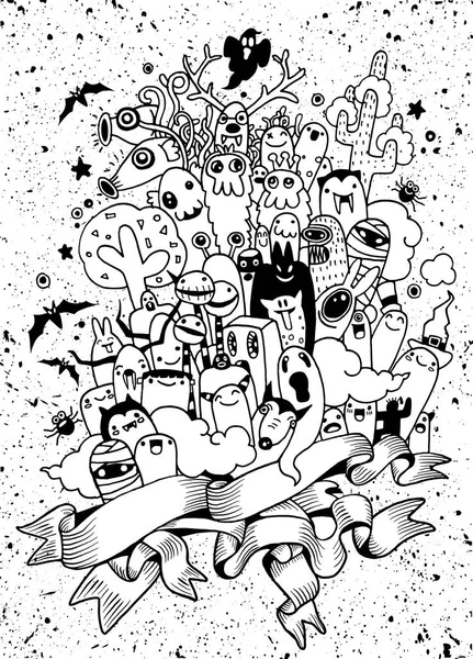 手描き Mad 醜いモンスターのセットです。ハロウィン poster.monster 斗 — ストックベクタ
