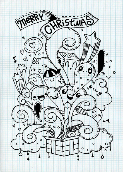 Dibujo a mano personaje de dibujos animados, Feliz Navidad .Doodles vector i — Vector de stock