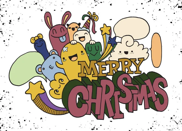 கை வரைதல் கார்ட்டூன் கதாபாத்திரம், Merry Christmas . Doodles திசையன் i — ஸ்டாக் வெக்டார்