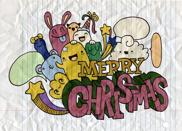 Desenho à mão personagem de desenho animado, Feliz Natal .Doodles vetor i — Vetor de Stock