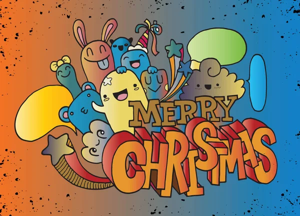 Kézi rajz rajzfilmfigura, boldog karácsonyt. Doodles vektor én — Stock Vector