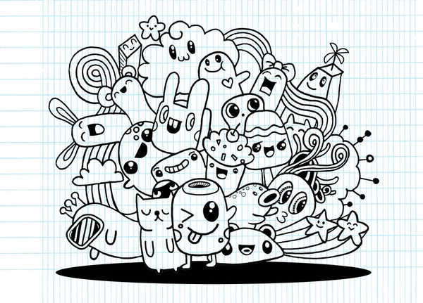 Hipster hand gezeichnet Crazy Doodle Monster City, Zeichnung style.vecto — Stockvektor