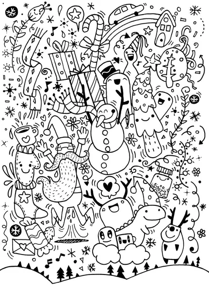 Vektor illustration av Doodle jul bakgrund, Hand ritning — Stock vektor