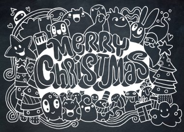 El çizim çizgi film karakteri. Mutlu Noeller. Vektör Noel