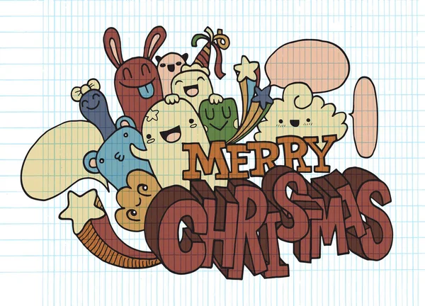 Ручной рисунок персонаж мультфильма, Счастливого Рождества. — стоковый вектор