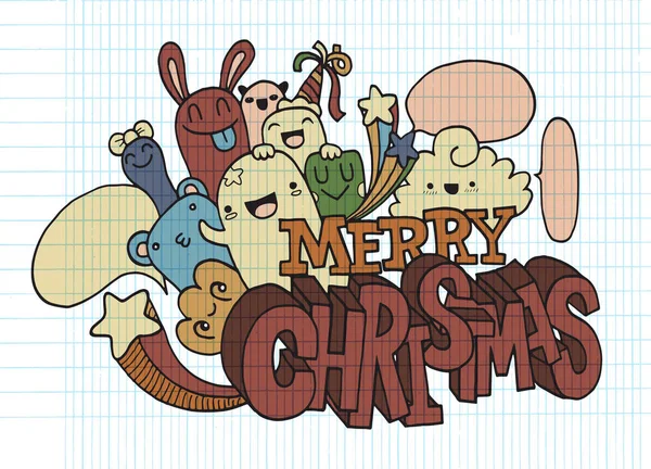 Desenho à mão personagem de desenho animado, Feliz Natal .Doodles vetor i — Vetor de Stock