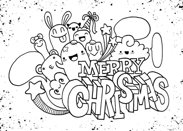 Handzeichnung Cartoon-Figur, frohe Weihnachten. Doodles Vektor i — Stockvektor
