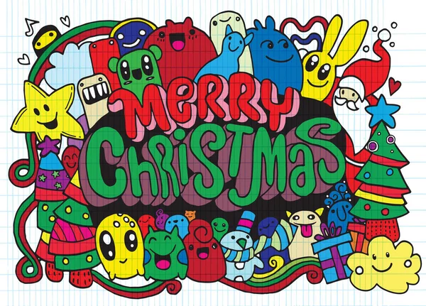 Handzeichnung cartoon character.merry christmas .vector christmas — Stockvektor