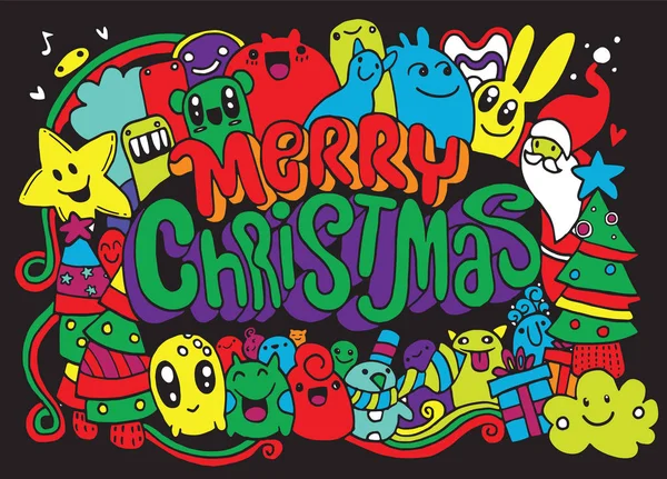 Handzeichnung cartoon character.merry christmas .vector christmas — Stockvektor