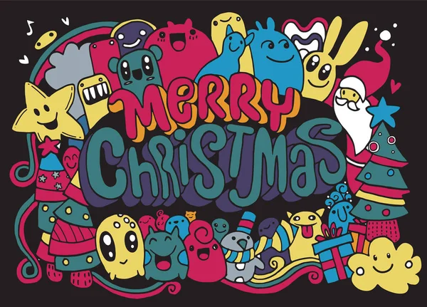 Handzeichnung cartoon character.merry christmas .vector christmas — Stockvektor