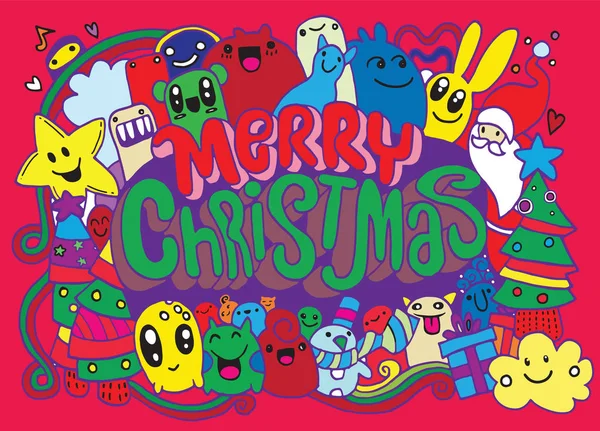 Handzeichnung cartoon character.merry christmas .vector christmas — Stockvektor