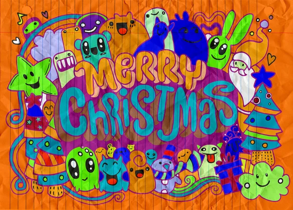 Handzeichnung cartoon character.merry christmas .vector christmas — Stockvektor