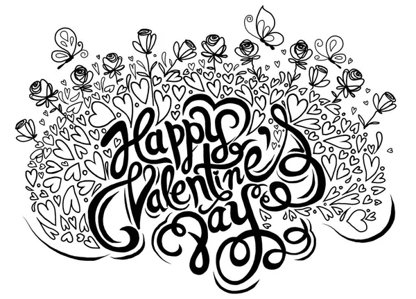 Coeurs de gribouillis dessinés à la main, Saint Valentin vintage lettrage backgr — Image vectorielle
