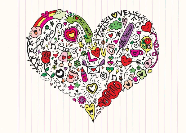 Sketchy love and hearts doodles, vector illustration — Stock Vector