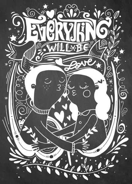 Doodle severler, bir oğlan ve bir kız kompozisyon her şey wil ile