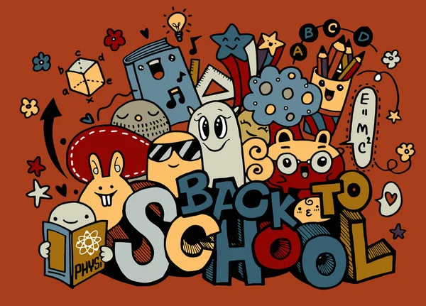 Illustration vectorielle de Retour à l'école, Monster Doodle pour votre — Image vectorielle