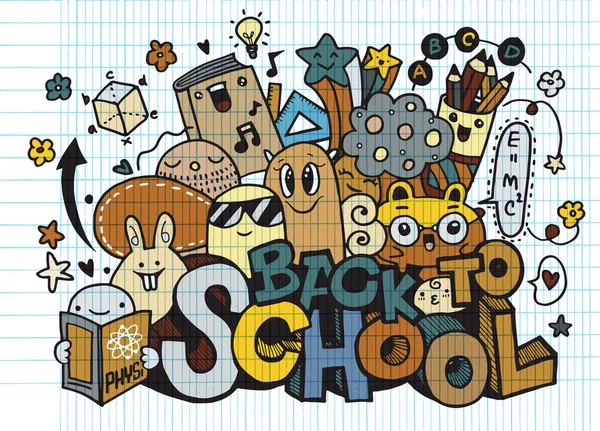 Illustrazione vettoriale di Ritorno a scuola, Mostro Doodle per il tuo — Vettoriale Stock