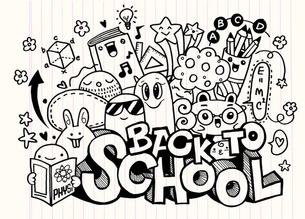 Vektor Illustration von zurück zur Schule, Monster Doodle für Ihre — Stockvektor