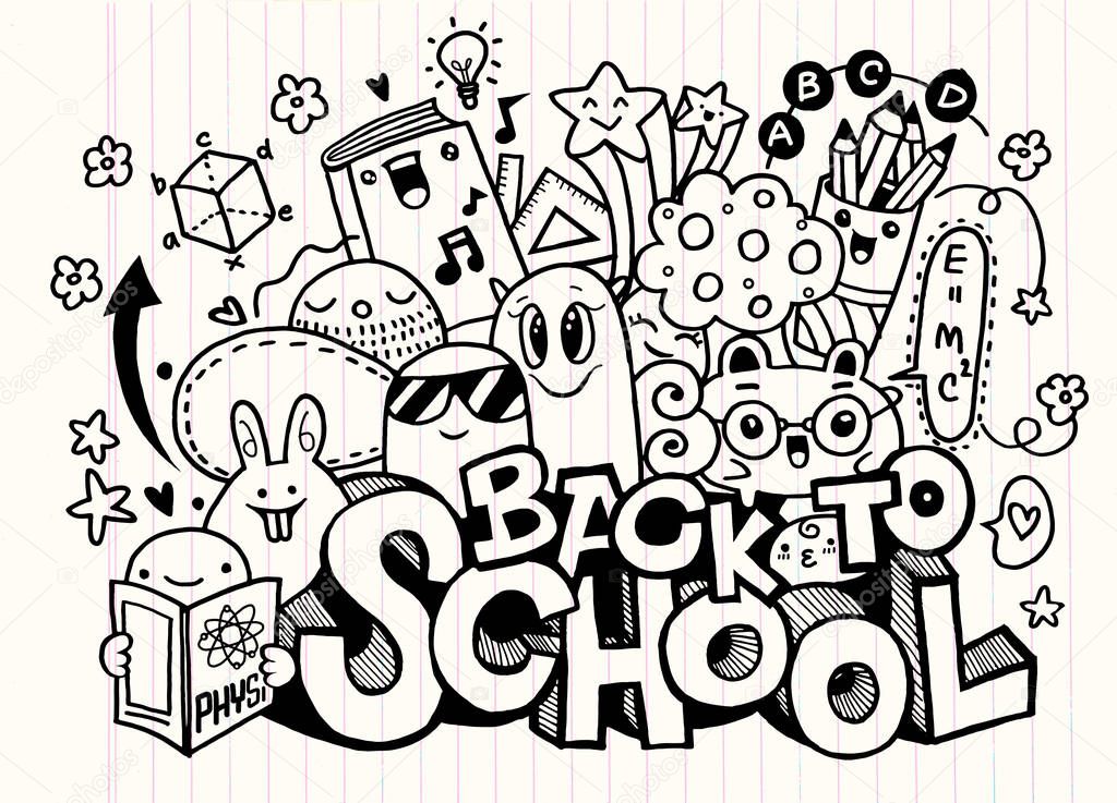 Vector illustration of  Back to School ,Monster Doodle for your 