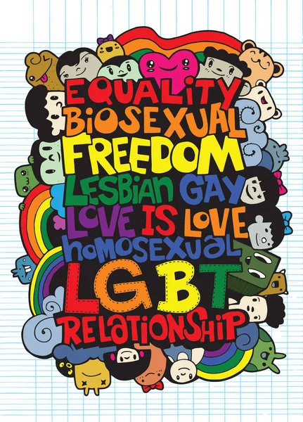 Dessin à la main de noms LGBT, illustration Flat Design Vector. Dooo — Image vectorielle
